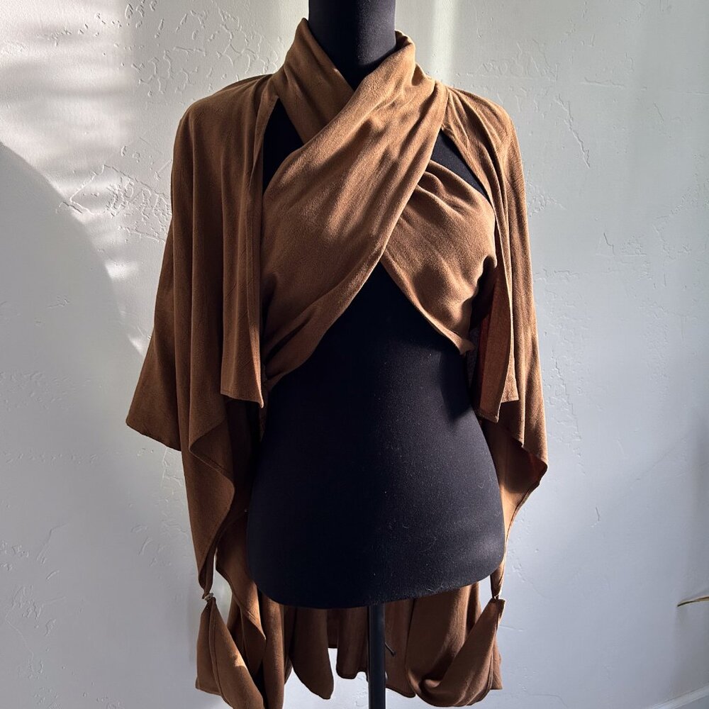 Cynthia Buttenklepper Brown Wrap Blouse/Poncho, One Size